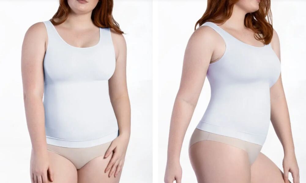Shapermint Curveez White Square Neck Essential Tank Top Large Minimal Shapewear